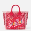 Borsa a spalla Vanity in canvas con stampa bandana rossa