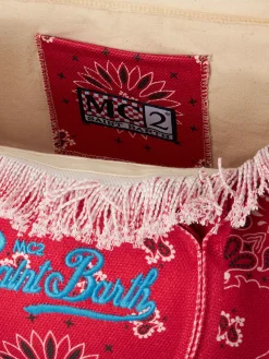 Borsa a spalla Vanity in canvas con stampa bandana rossa