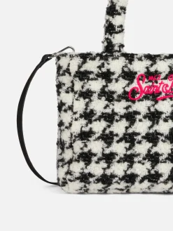 Borsa Clarine in morbida lana con motivo pied de poule in lurex