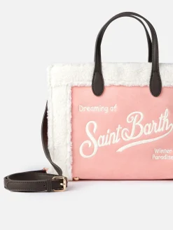 Borsa Vivian rosa con dettagli in sherpa