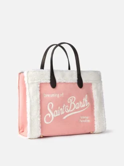 Borsa Vivian rosa con dettagli in sherpa