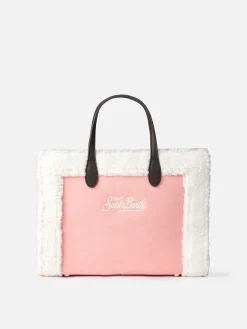 Borsa Vivian rosa con dettagli in sherpa