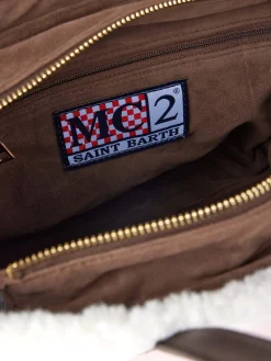 Borsa Vivian rosa con dettagli in sherpa