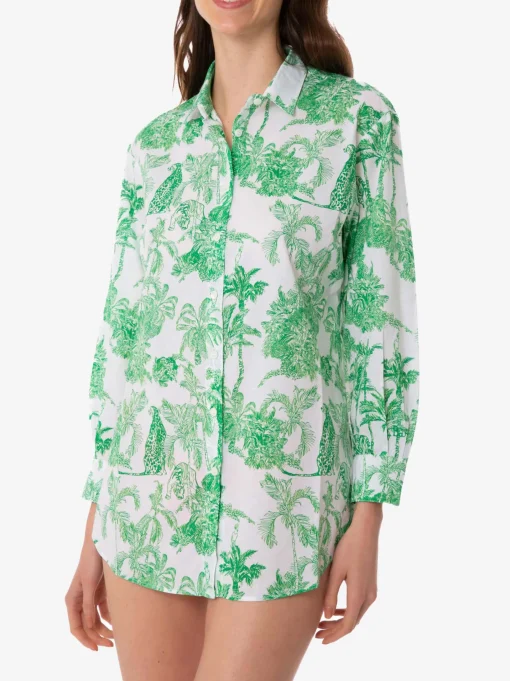Camicia da donna in cotone con stampa toile de jouy