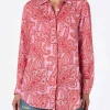 Camicia da donna in lino Alodie con stampa paisley e tasche