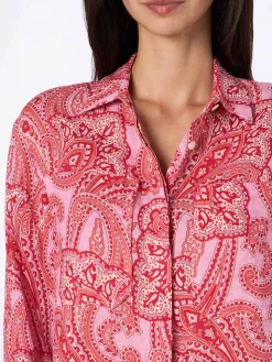 Camicia da donna in lino Alodie con stampa paisley e tasche