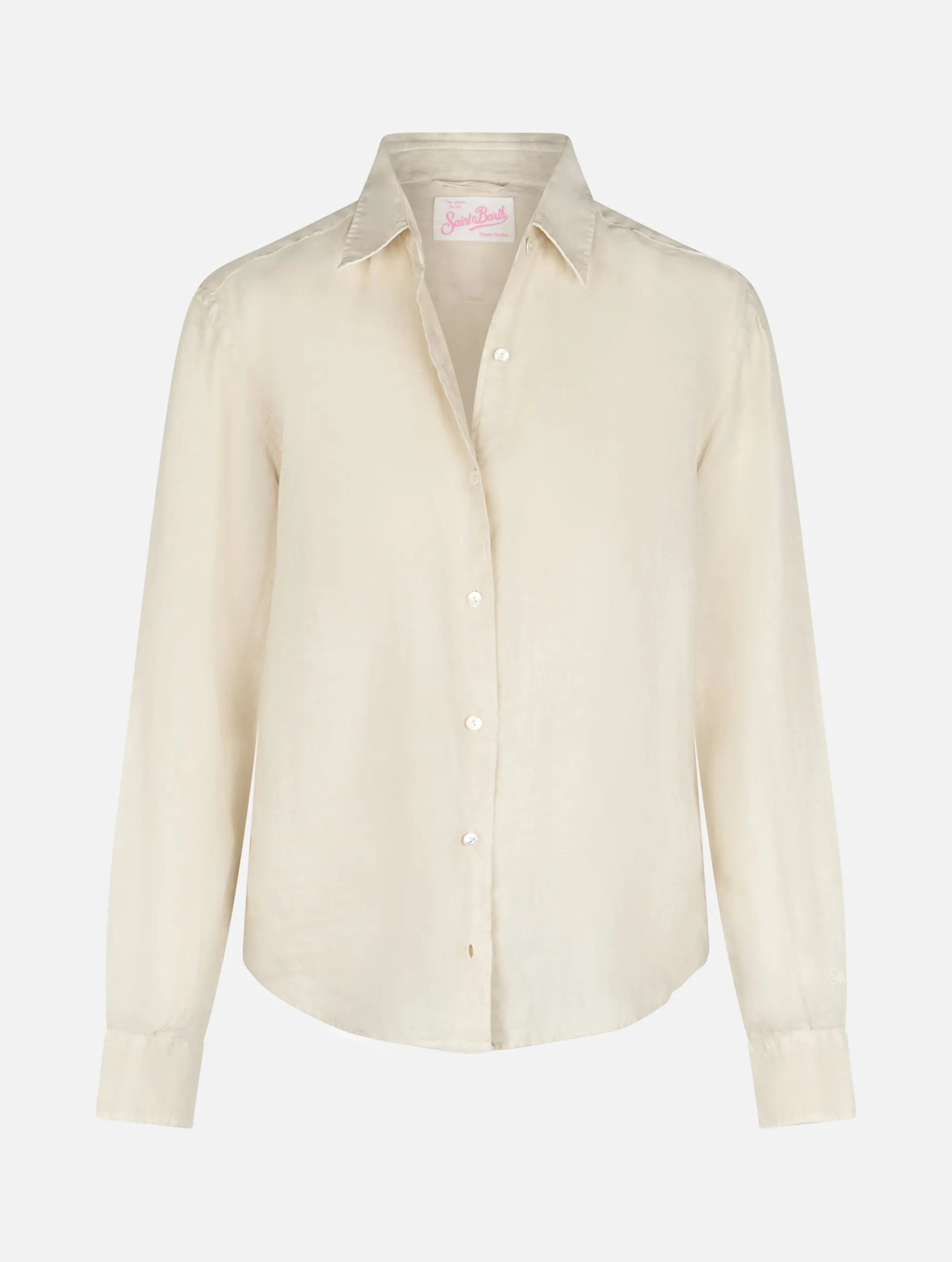 Camicia da donna in lino bianco sporco Meredith