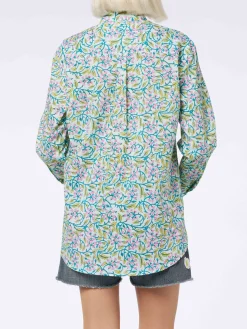 Camicia da donna over Brigitte in cotone con stampa fiori