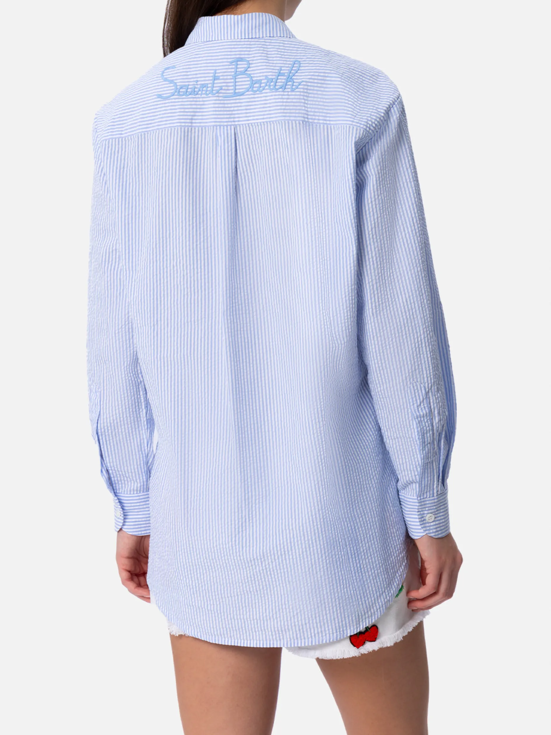 Camicia da donna over in cotone seersucker Brigitte