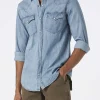 Camicia da uomo in cotone denim