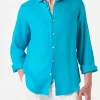 Camicia da uomo Pamplona in lino turchese