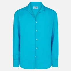 Camicia da uomo Pamplona in lino turchese