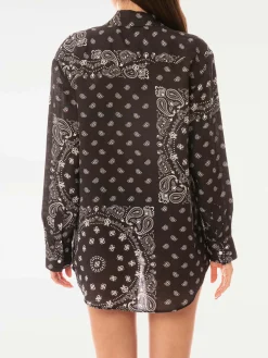 Camicia nera in lino con passamanerie