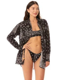 Camicia nera in lino con passamanerie