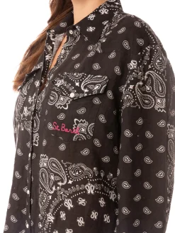 Camicia nera in lino con passamanerie