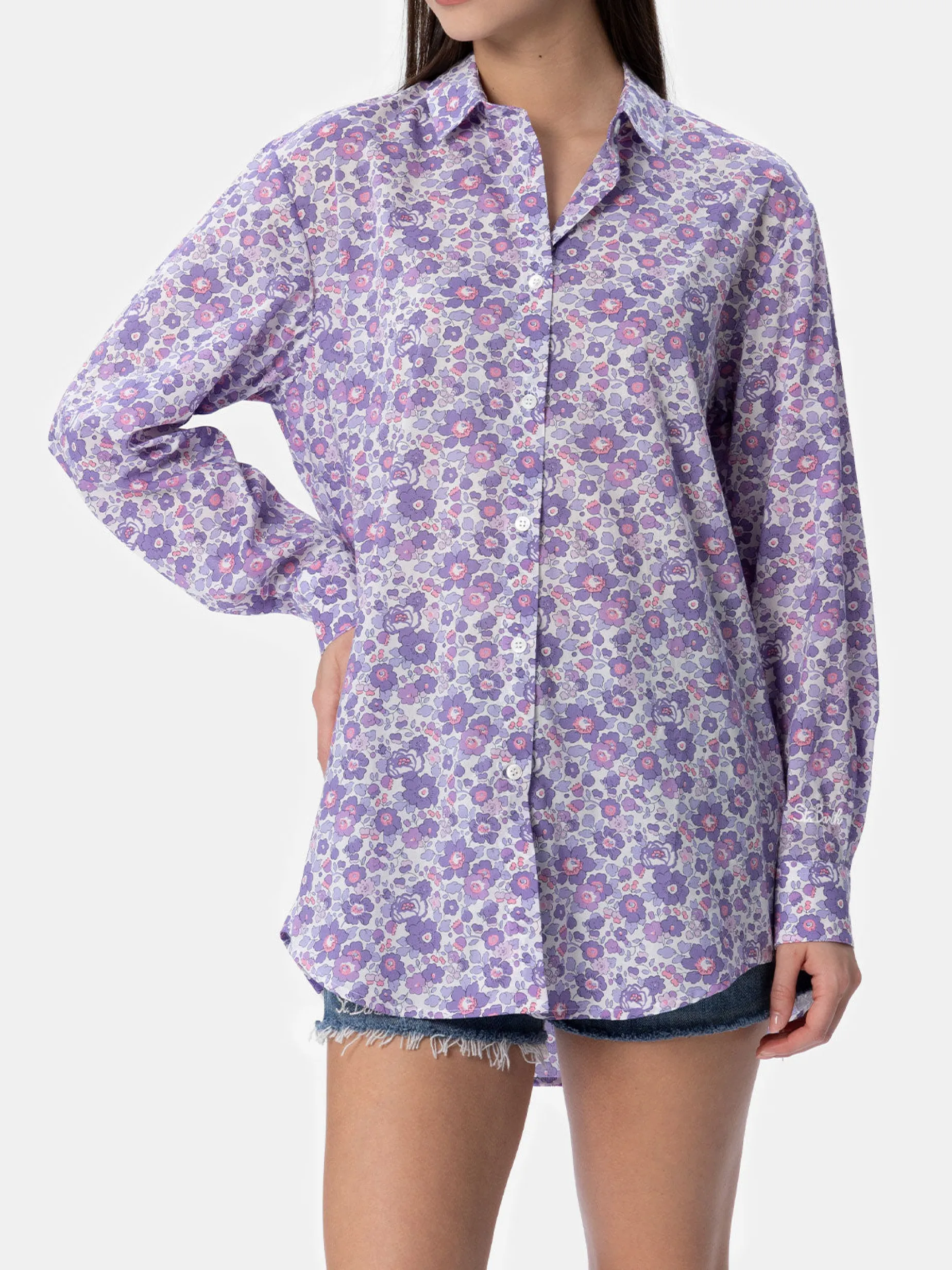 Camicia over da donna in cotone stampa Betsy Brigitte | REALIZZATA CON TESSUTO LIBERTY