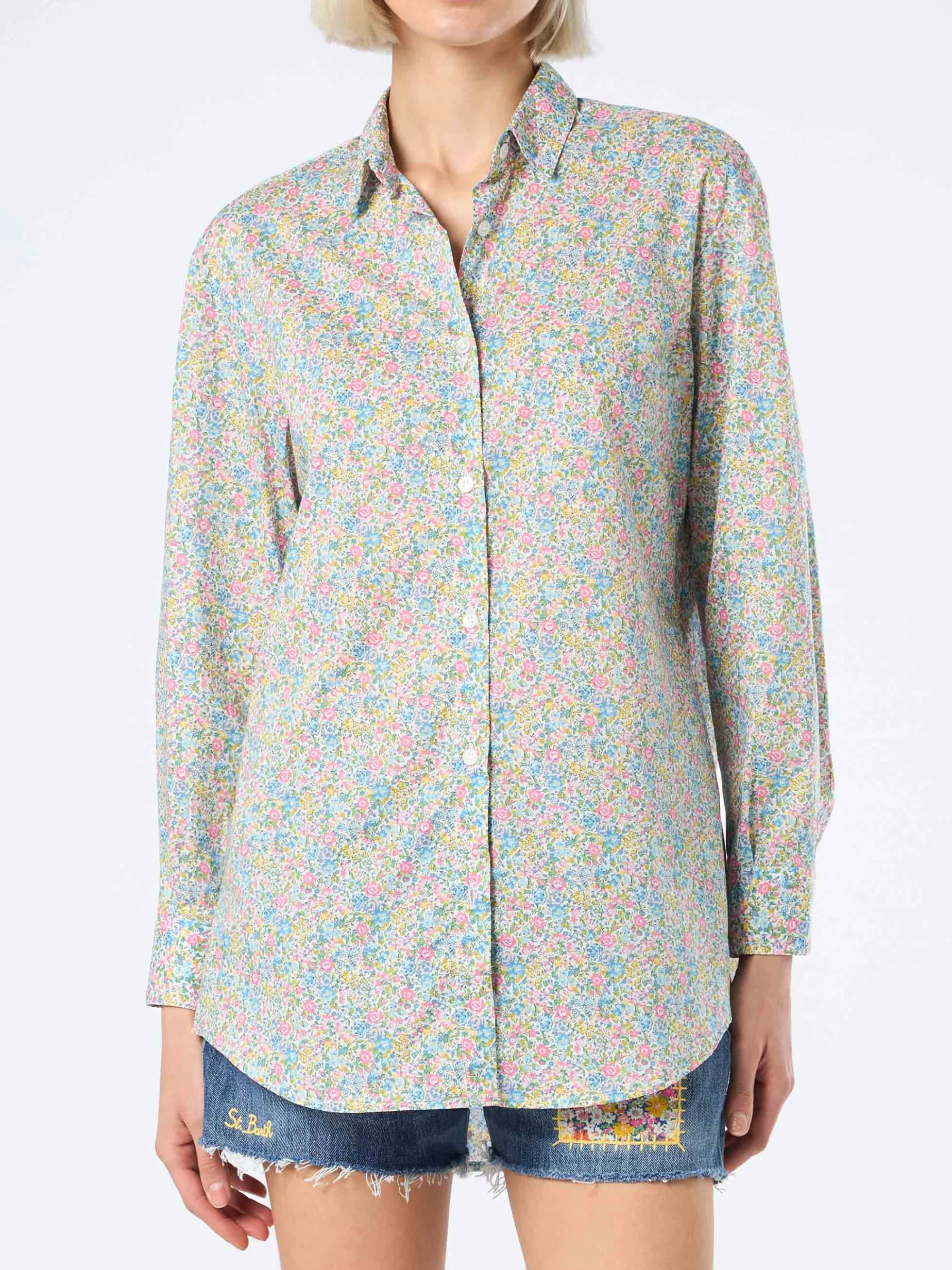 Camicia over da donna in cotone con stampa Emma & Georgina Brigitte | REALIZZATO CON TESSUTO LIBERTY