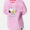 Camicia over da donna in cotone stampa righe Brigitte | EDIZIONE SPECIALE SNOOPY PEANUTS