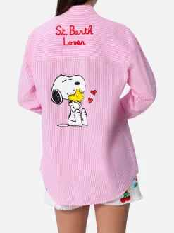 Camicia over da donna in cotone stampa righe Brigitte | EDIZIONE SPECIALE SNOOPY PEANUTS