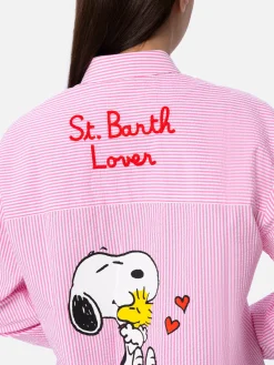 Camicia over da donna in cotone stampa righe Brigitte | EDIZIONE SPECIALE SNOOPY PEANUTS