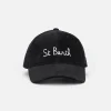 Cappello da baseball da donna in velluto a coste con ricamo St. Barth
