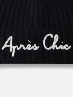 Cappello da donna a coste nero Wengen con ricamo Apres Chic