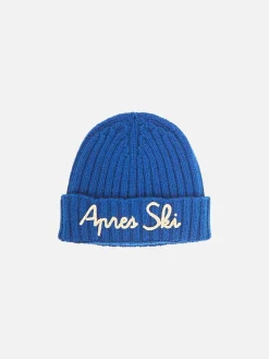 Cappello da donna bluette con ricamo bianco