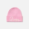 Cappello da donna rosa a coste Wengen con ricamo Queen