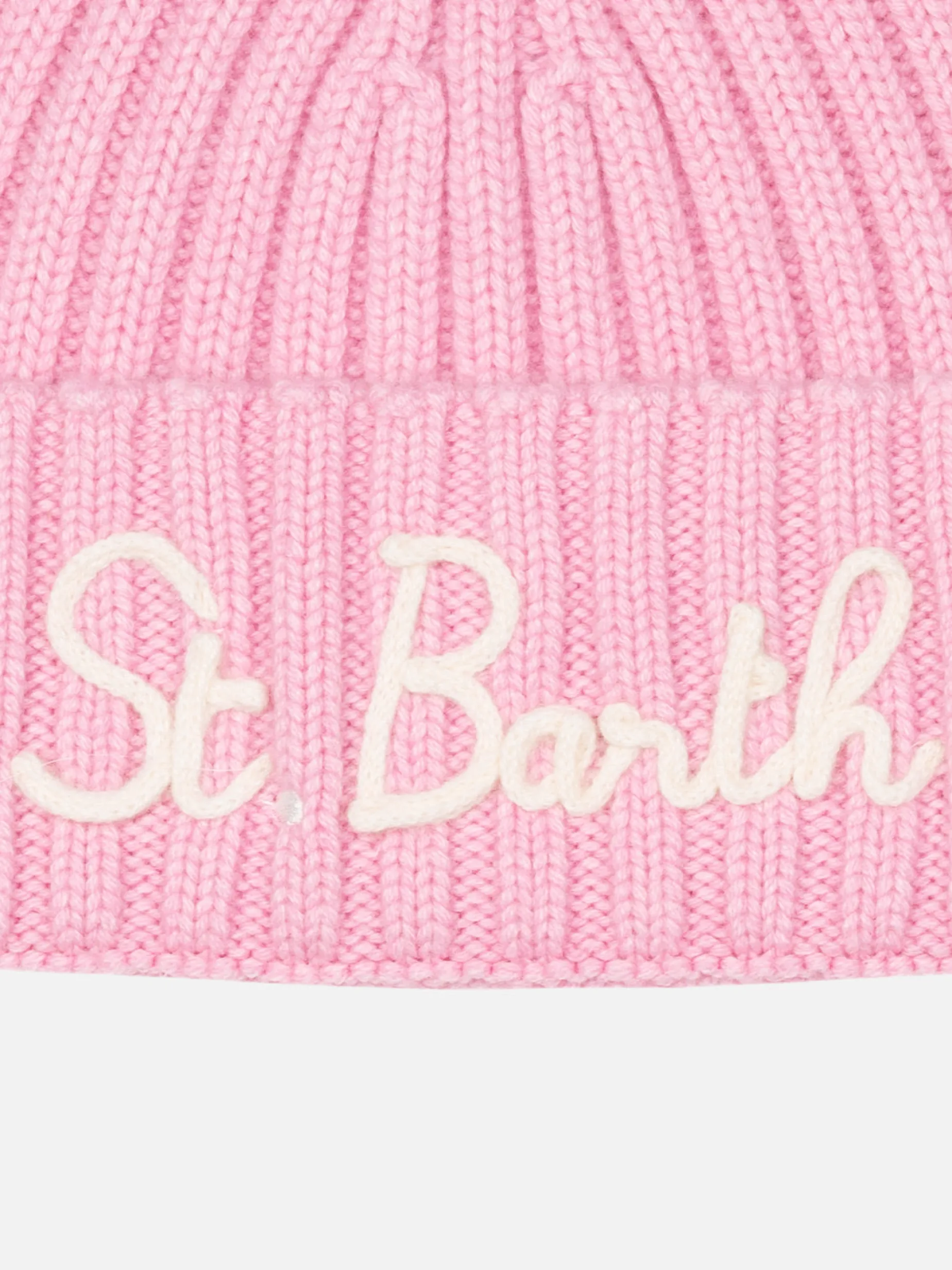 Cappello rosa da bambina Wengen con ricamo St. Barth