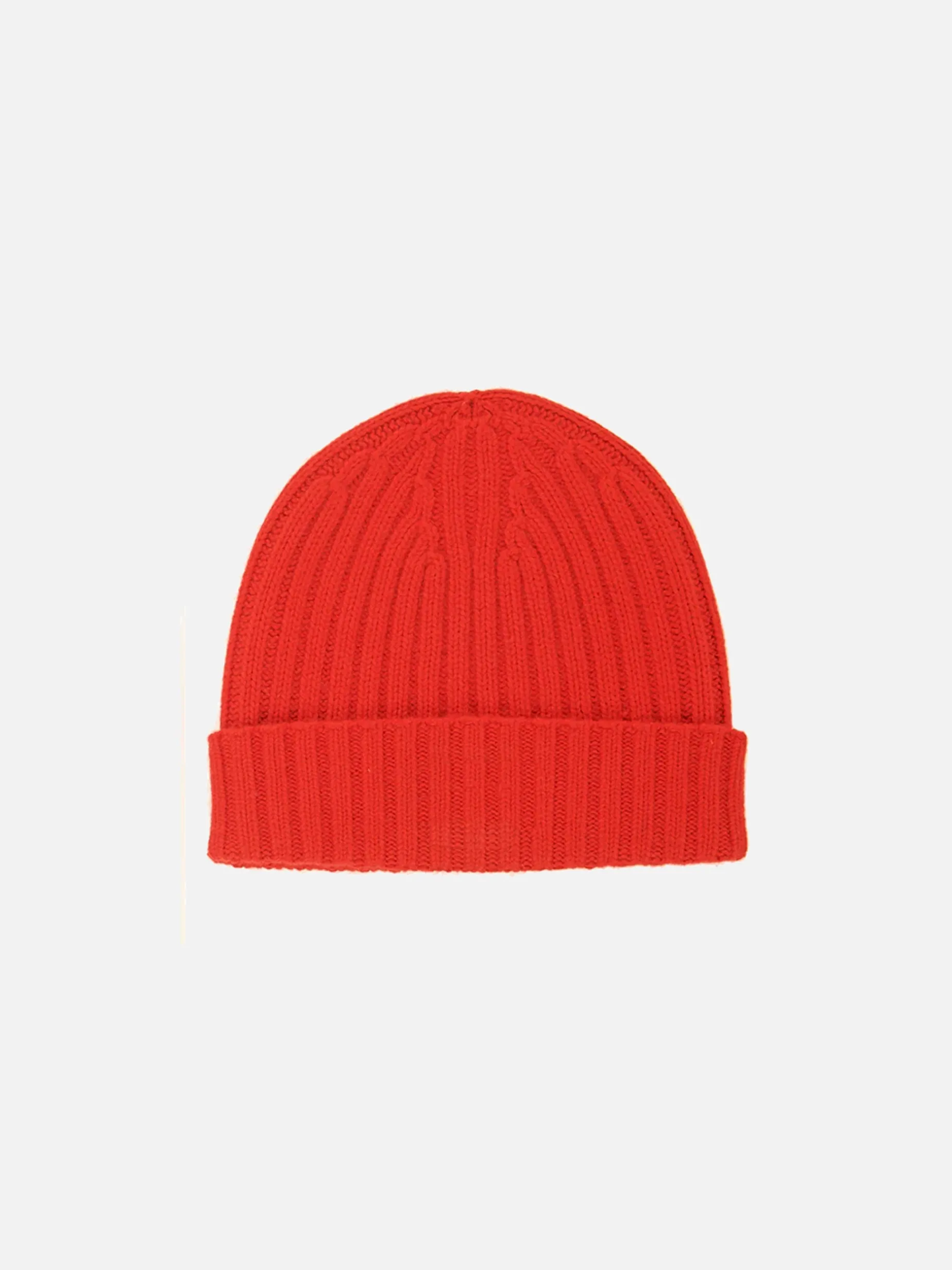 Cappello rosso in misto cashmere con patch check