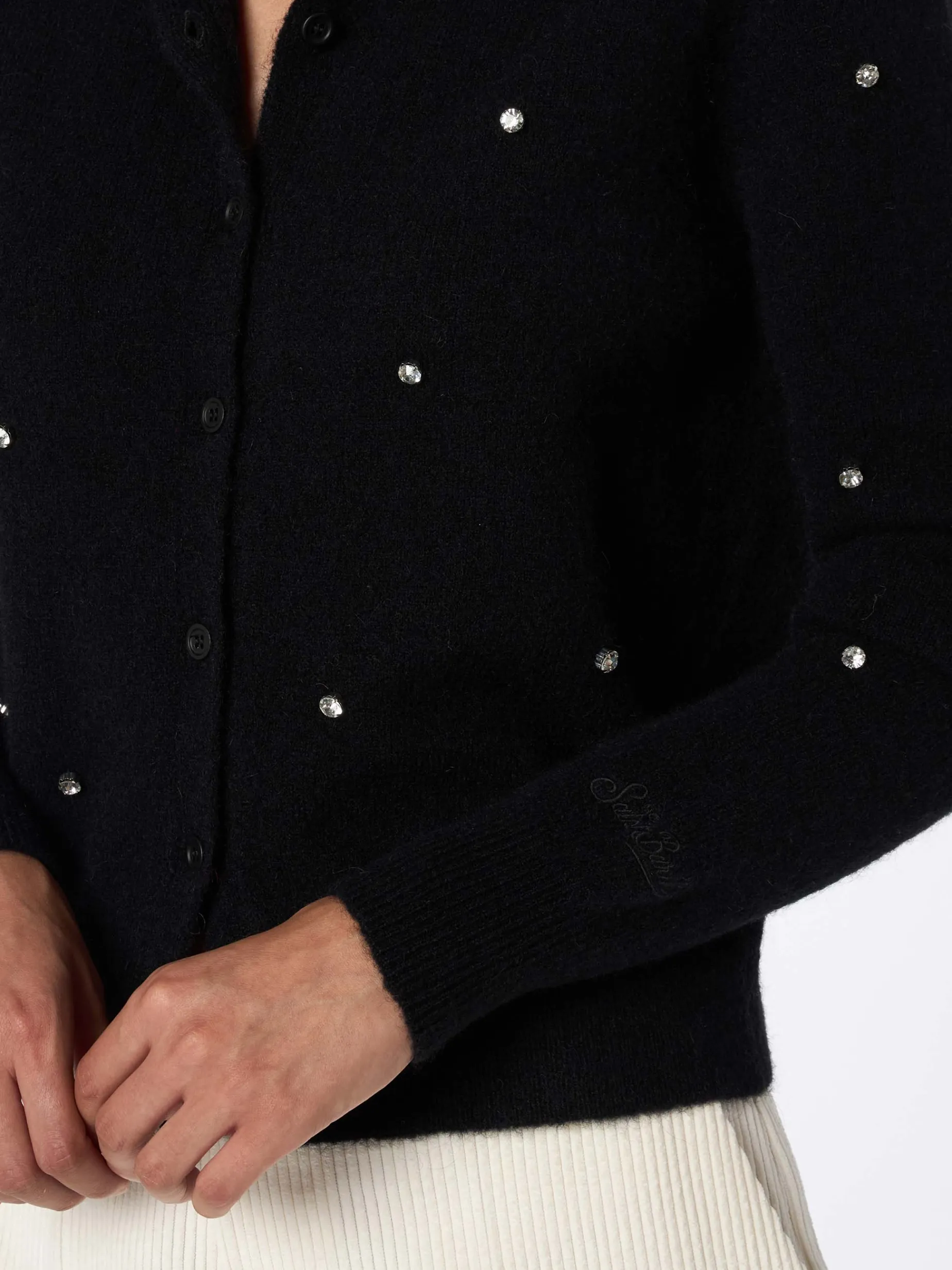 Cardigan da donna nero Bellamy strass
