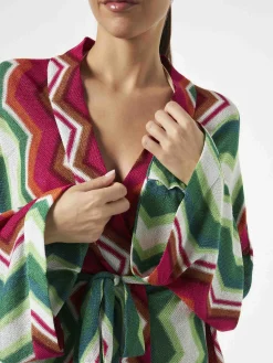 Cardigan kimono in maglia chevron