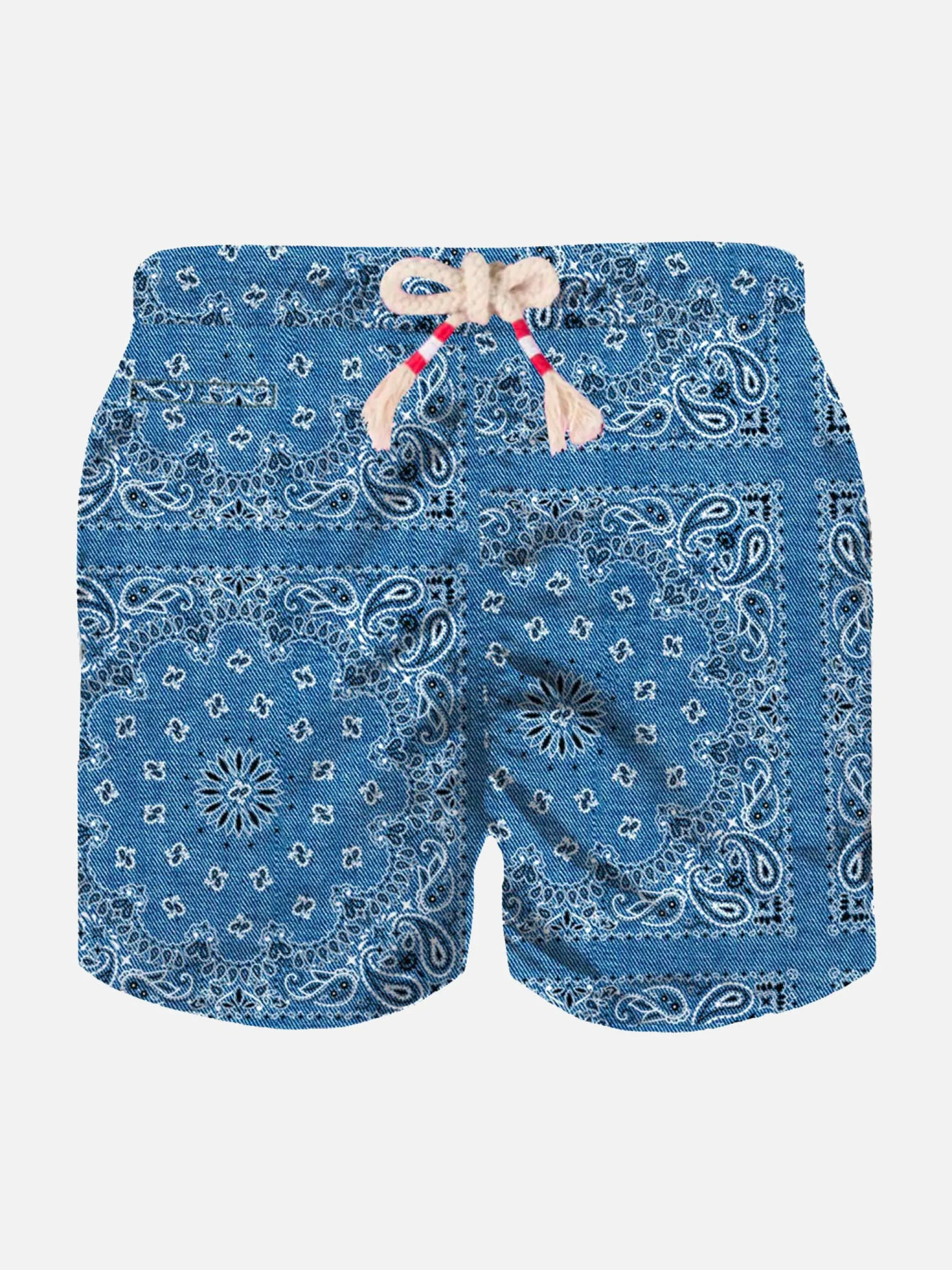 Costume da bagno da bambino con stampa bandana in denim