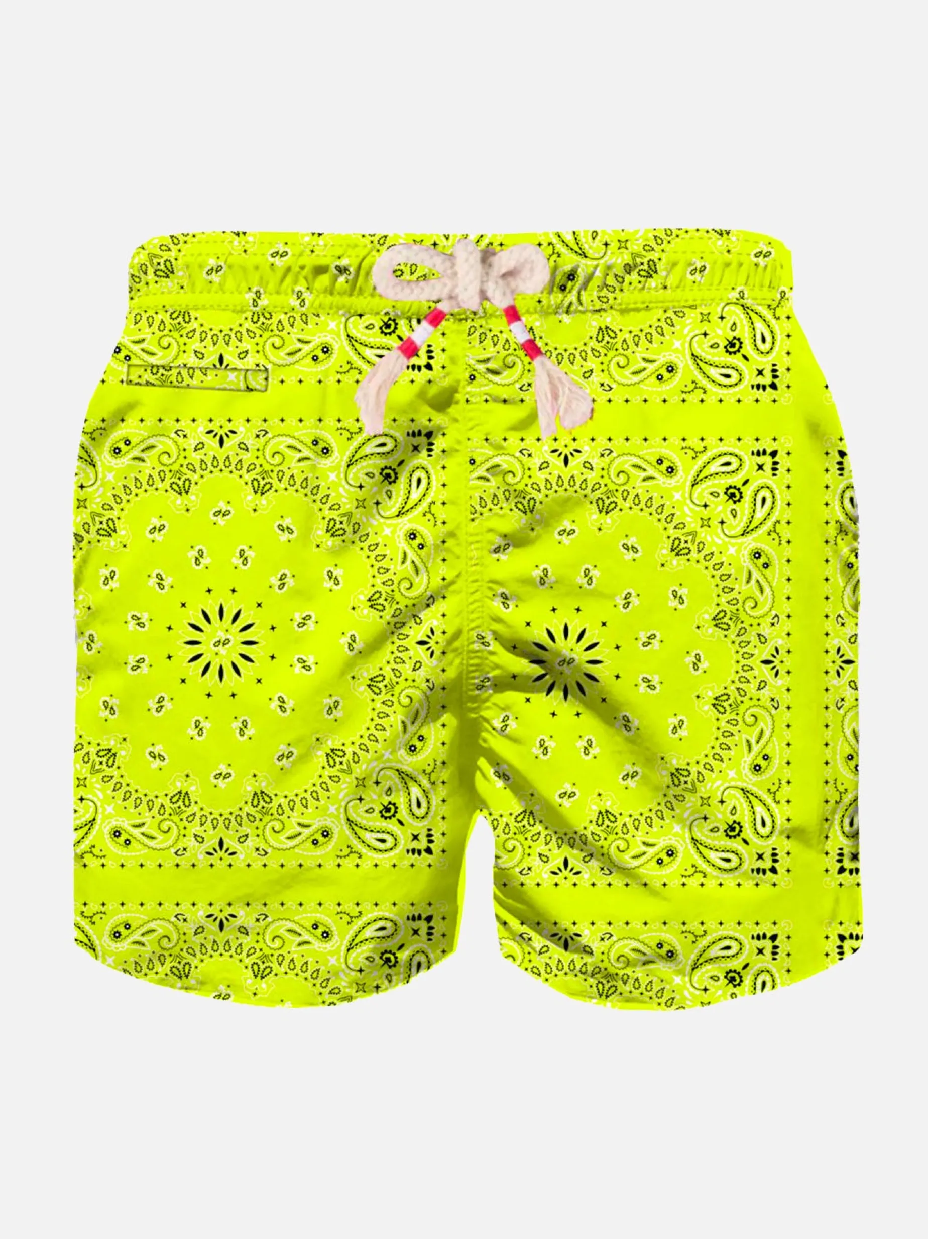 Costume da bagno da bambino con stampa bandana giallo fluo