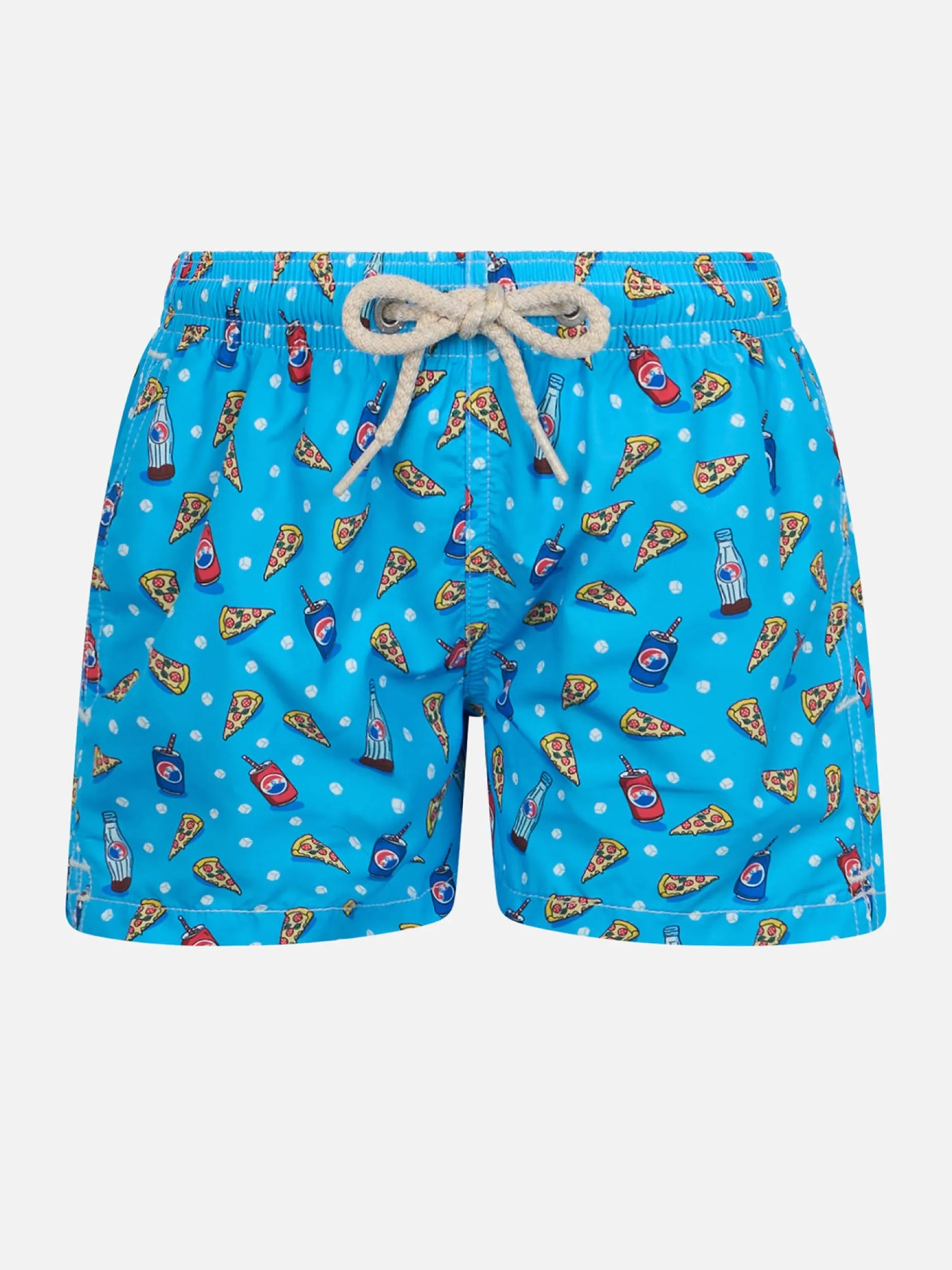 Costume da bagno da bambino in tessuto leggero Jean Lighting con stampa pizza