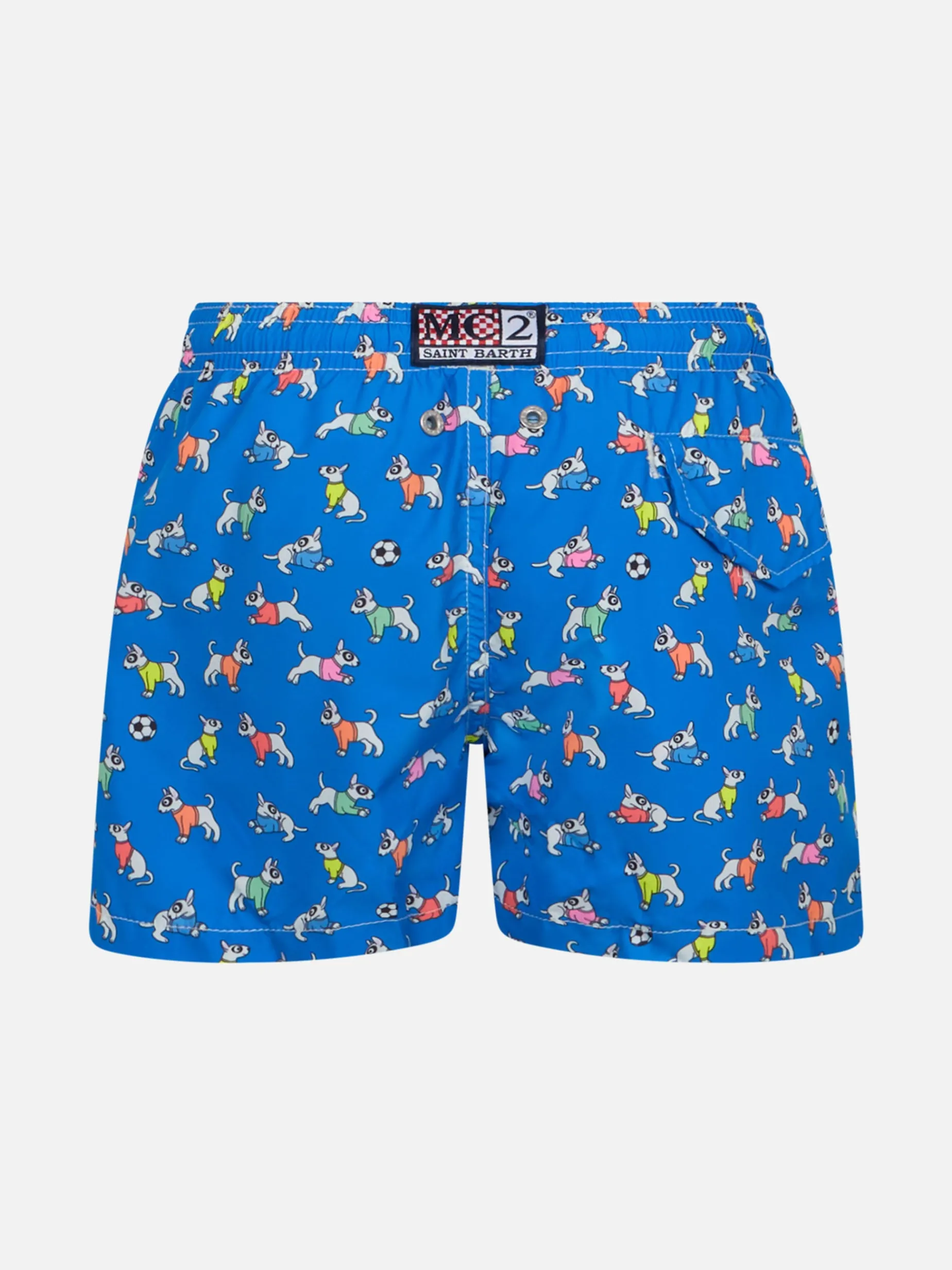 Costume da bagno da bambino in tessuto leggero Jean Lighting con stampa cani