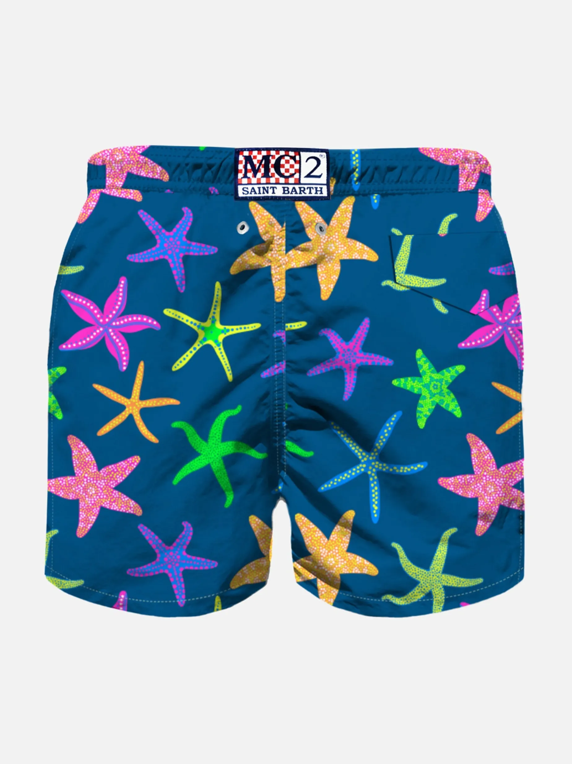 Costume da bagno da bambino con stampa stelle marine multicolore