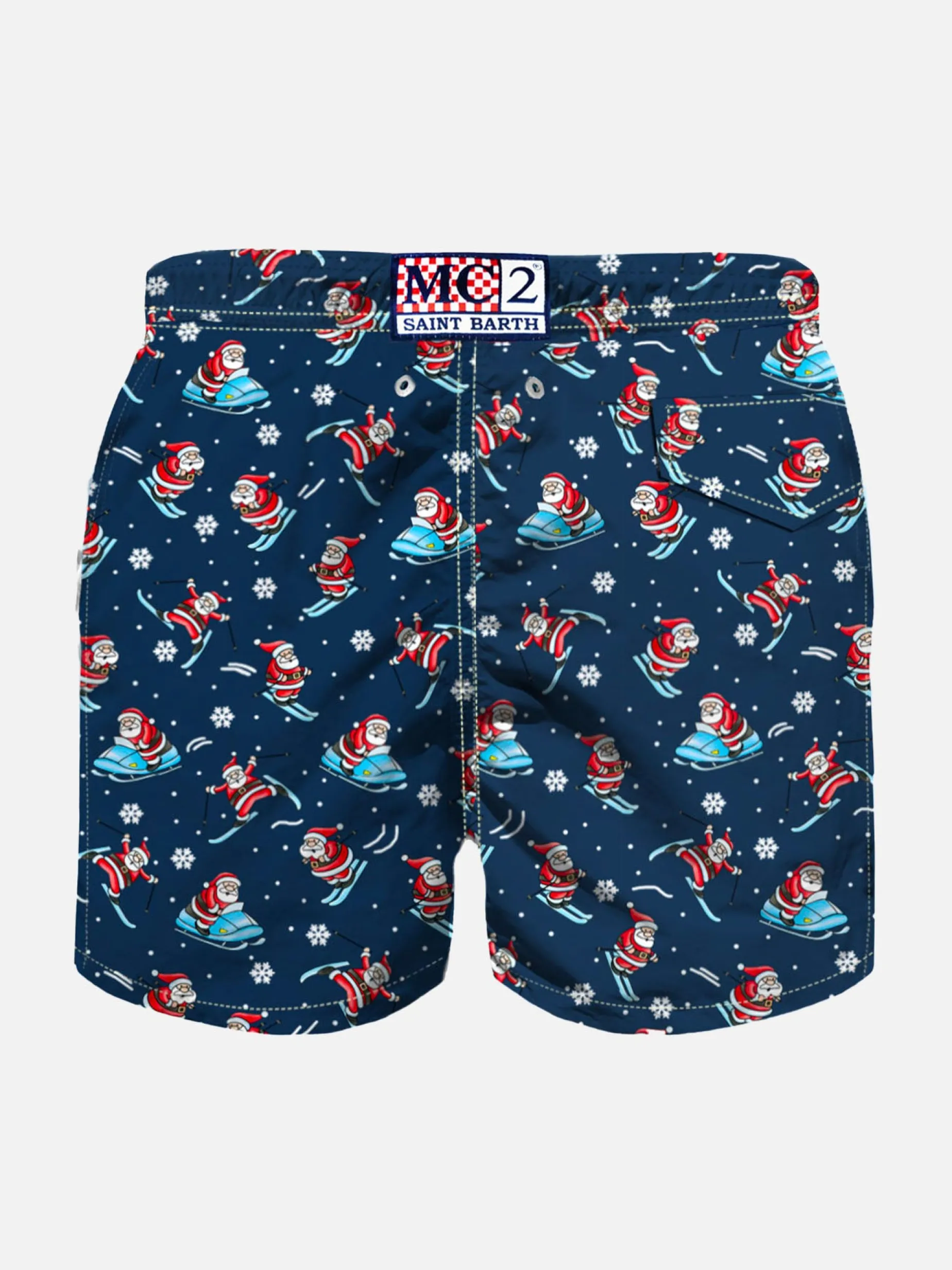 Costume da bagno da bambino in tessuto leggero con stampa Babbo Natale