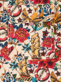 Costume da bagno da bambino di media lunghezza Jean con stampa a righe