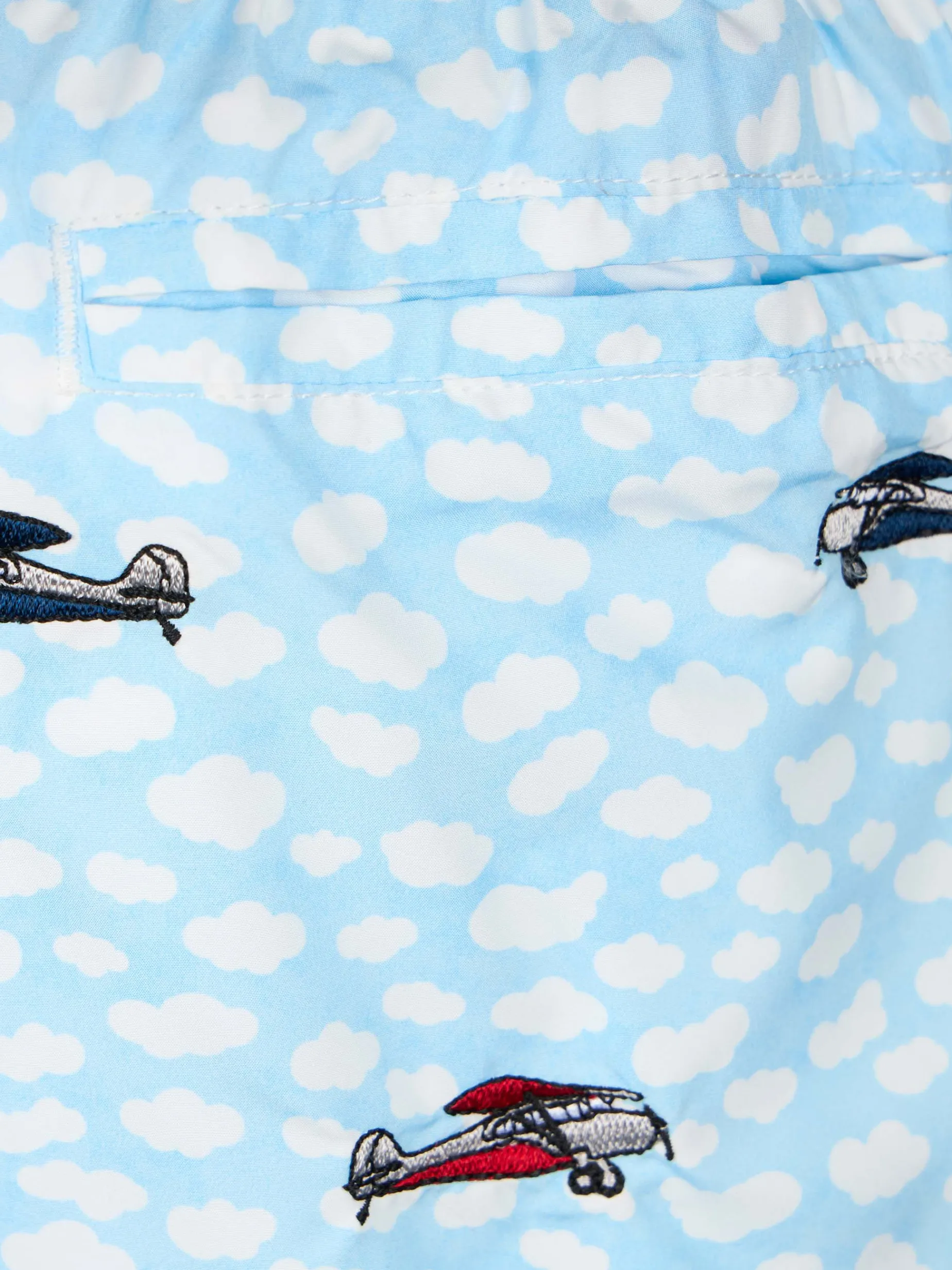 Costume da bagno da bambino in tessuto leggero Jean Lighting con ricamo di aeroplani
