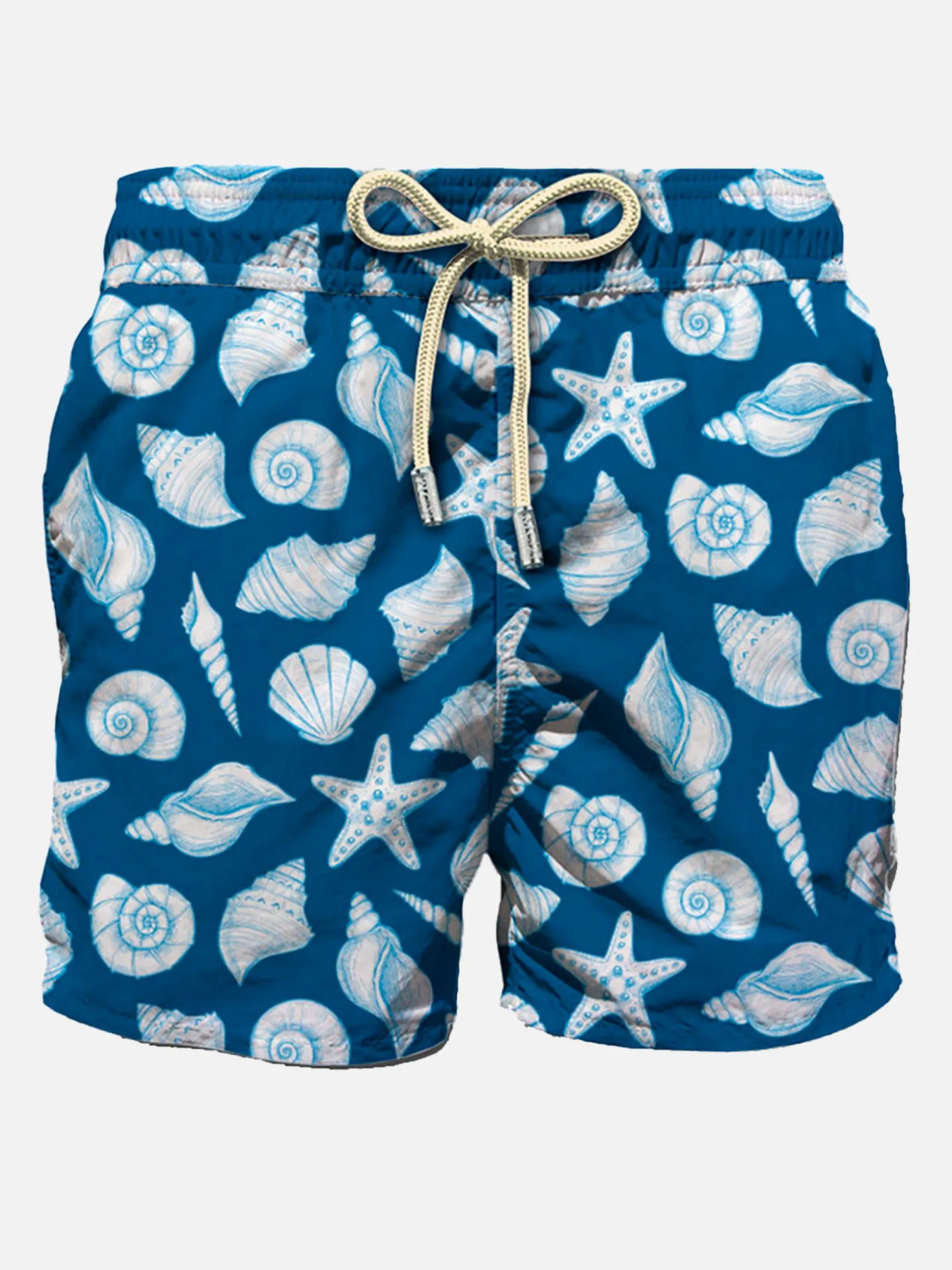Costume da bagno da uomo in tessuto leggero con stampa conchiglie
