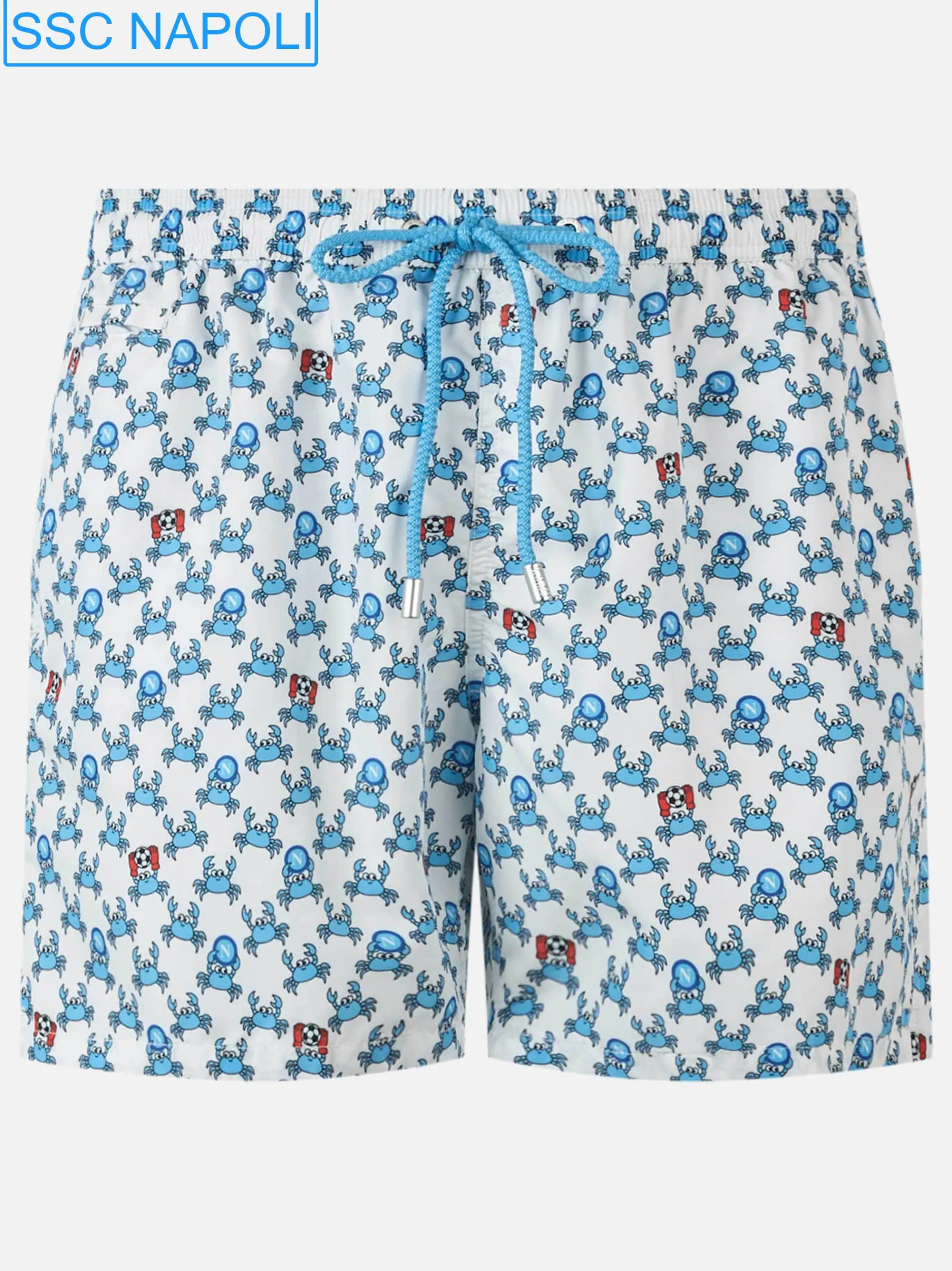 Costume da bagno da uomo in tessuto leggero con stampa Crab party e logo Napoli | SSC NAPOLI SPECIAL EDITION