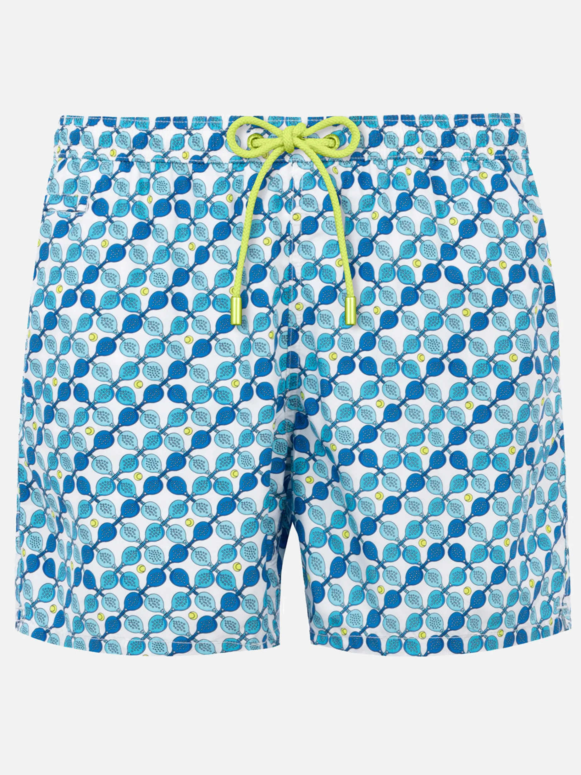 Costume da bagno da uomo in tessuto leggero con stampa racchette padel