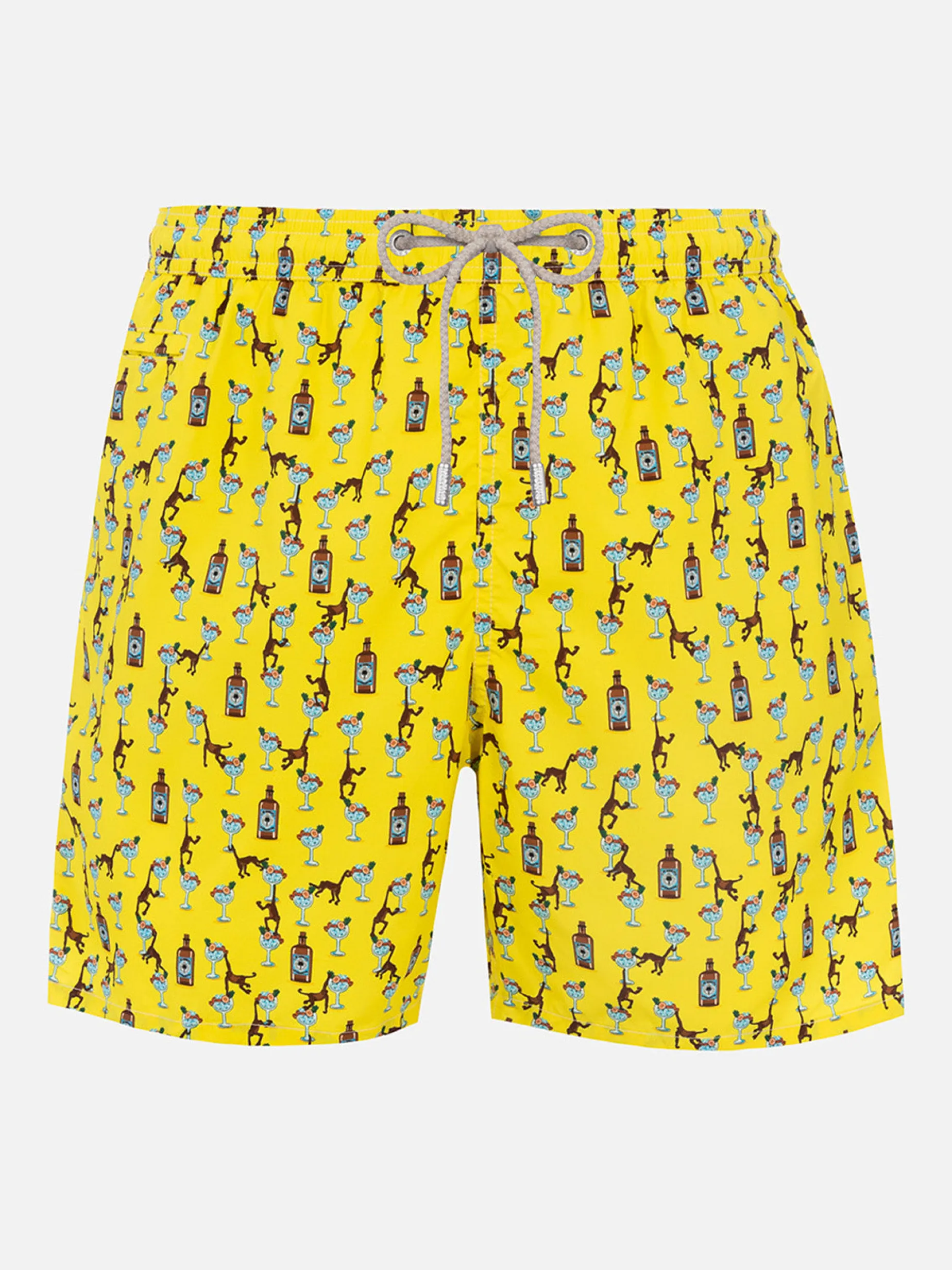 Costume da bagno da uomo in tessuto leggero Lighting Micro Fantasy con stampa gin e scimmie