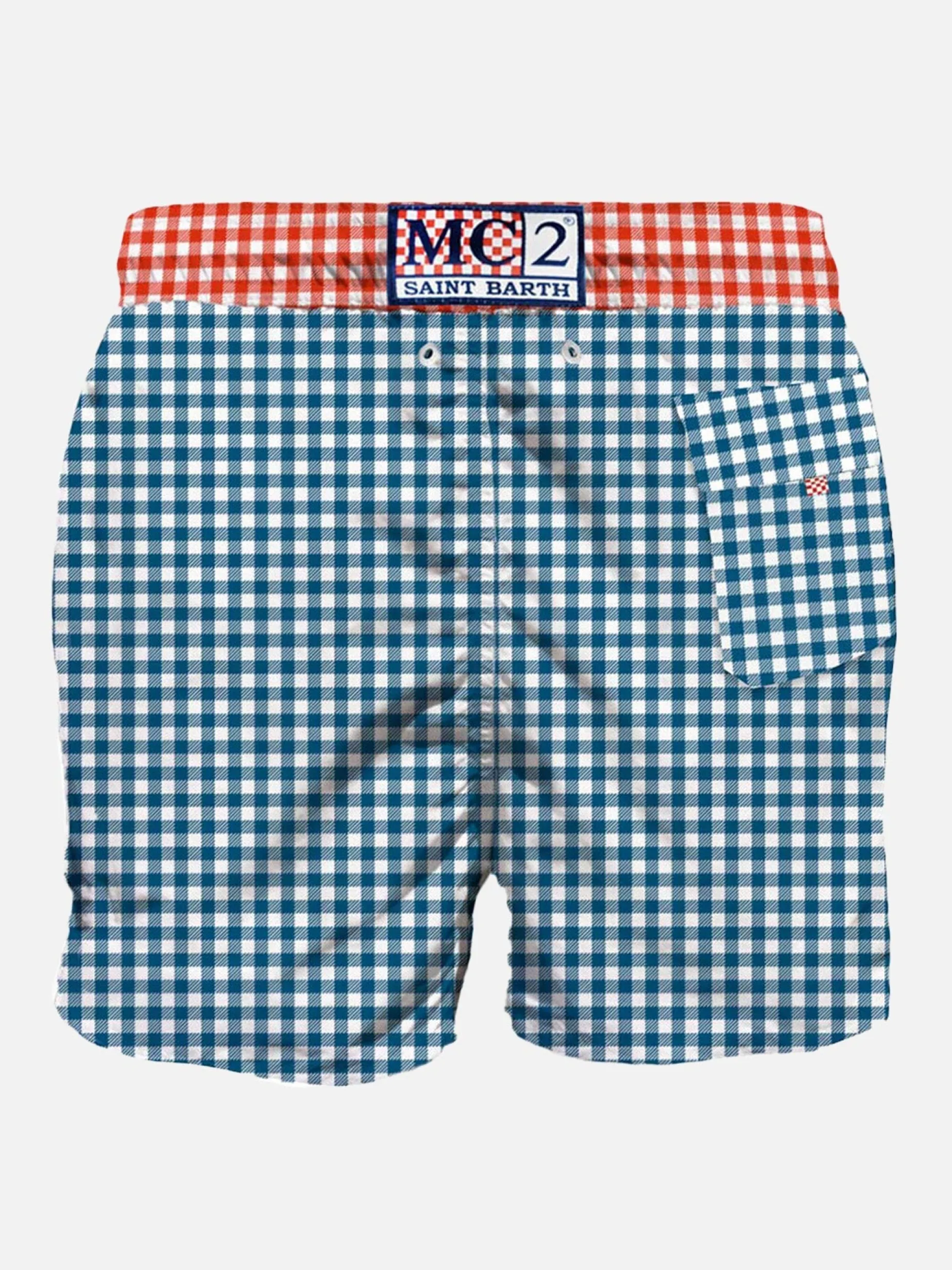 Costume da bagno da uomo stampa vichy con taschino