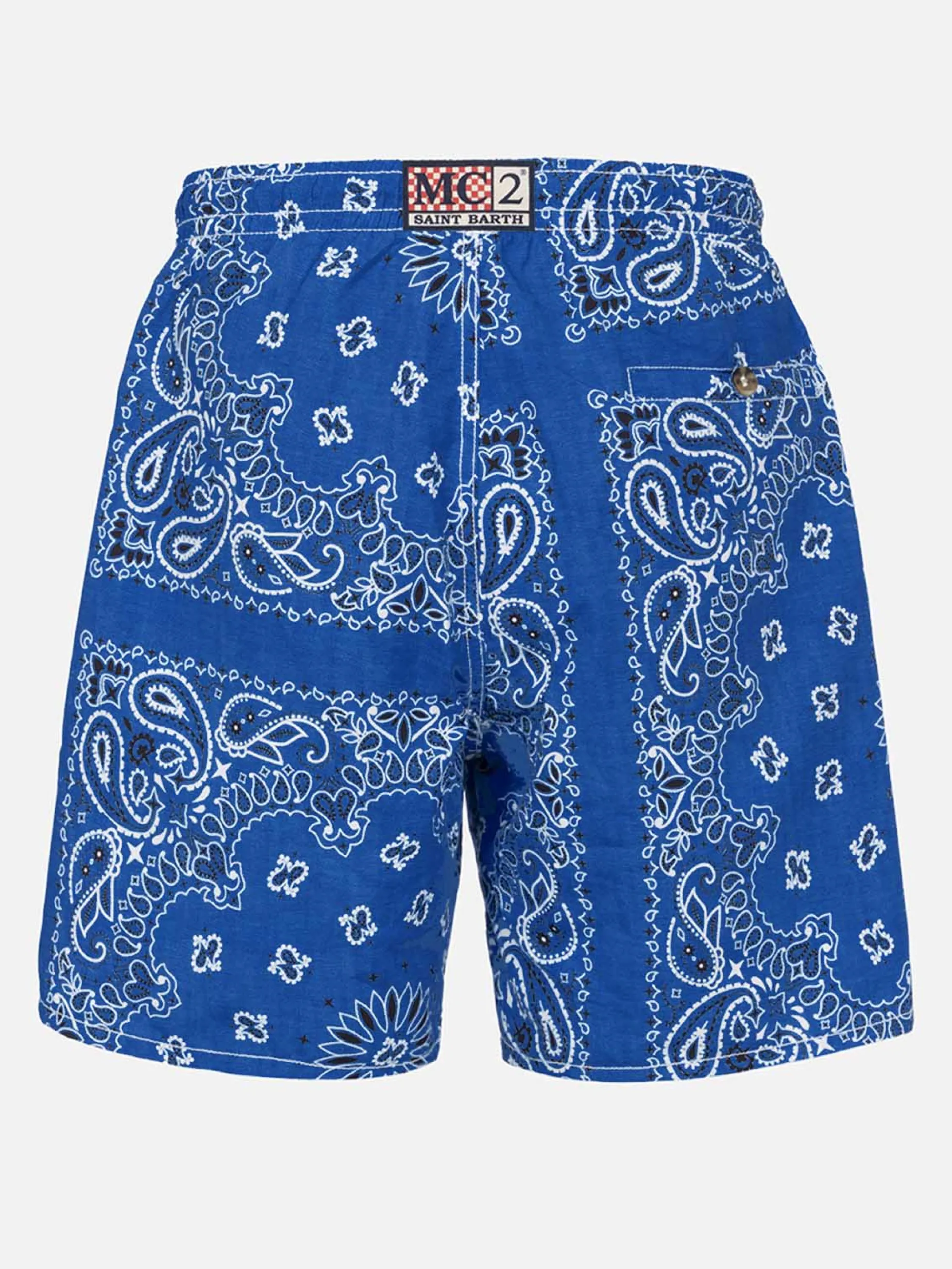 Costume da bagno da uomo con stampa bandana blu