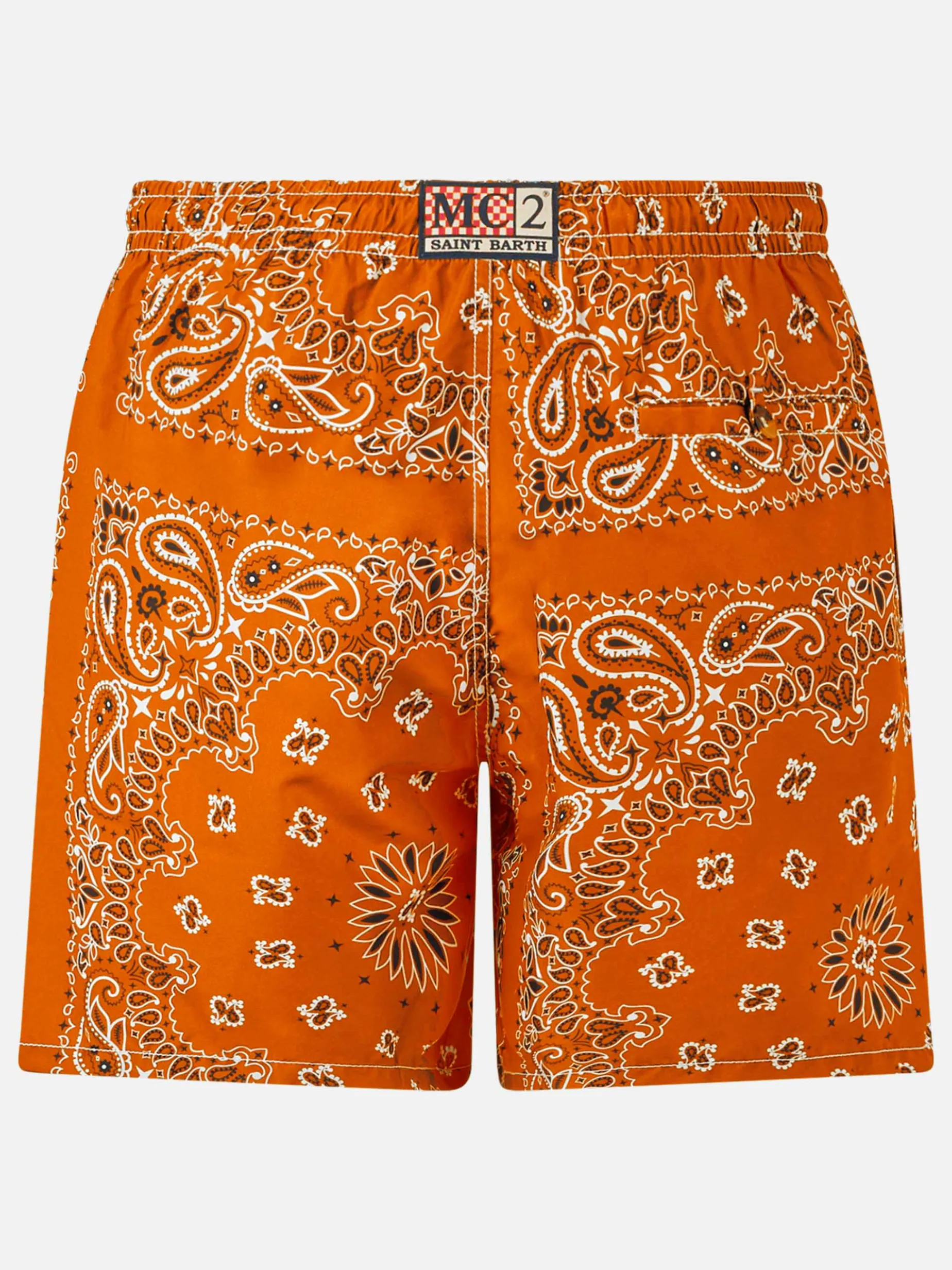 Costume da bagno da uomo con stampa bandana arancione