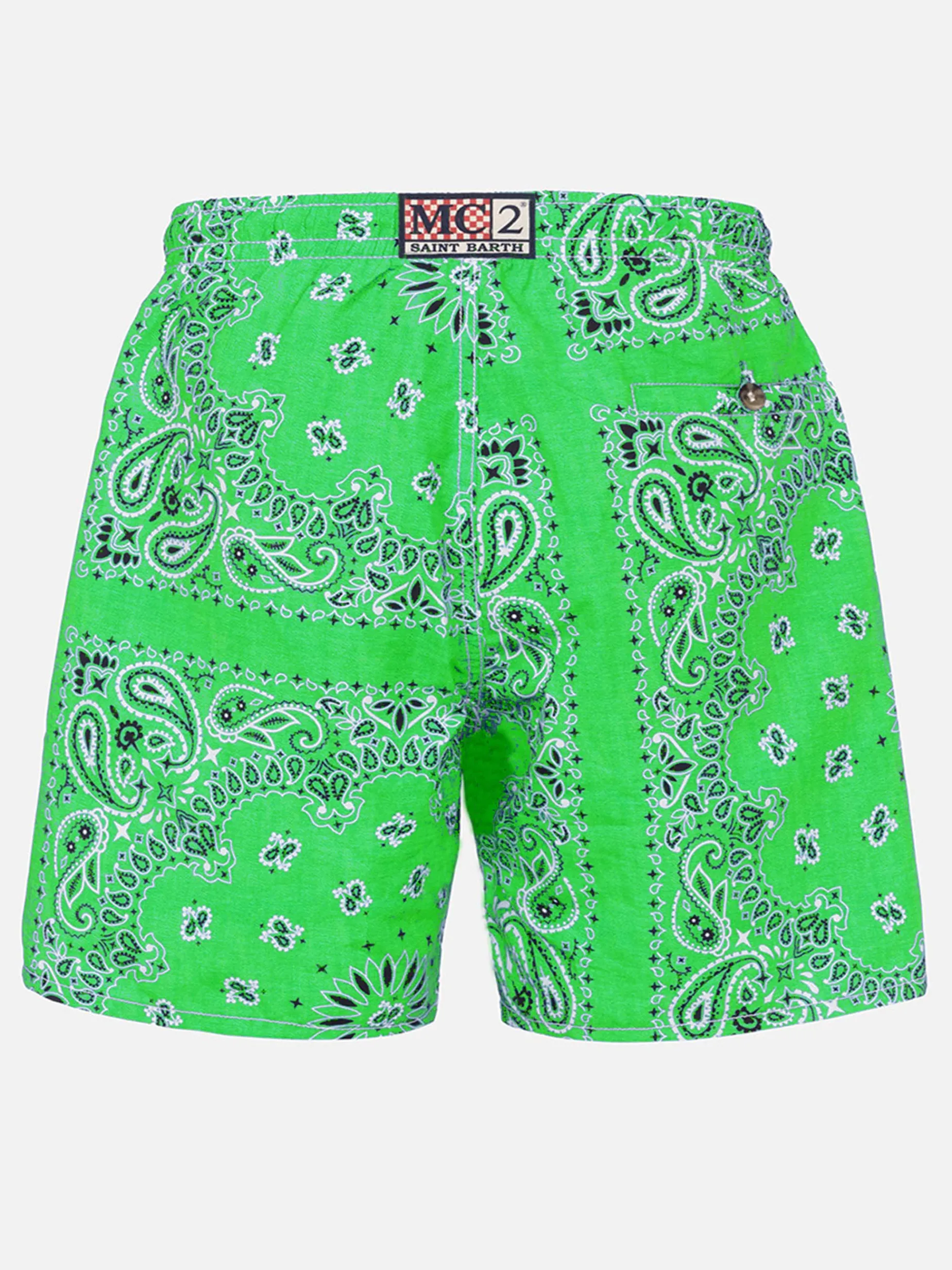 Costume da bagno da uomo con stampa bandana verde