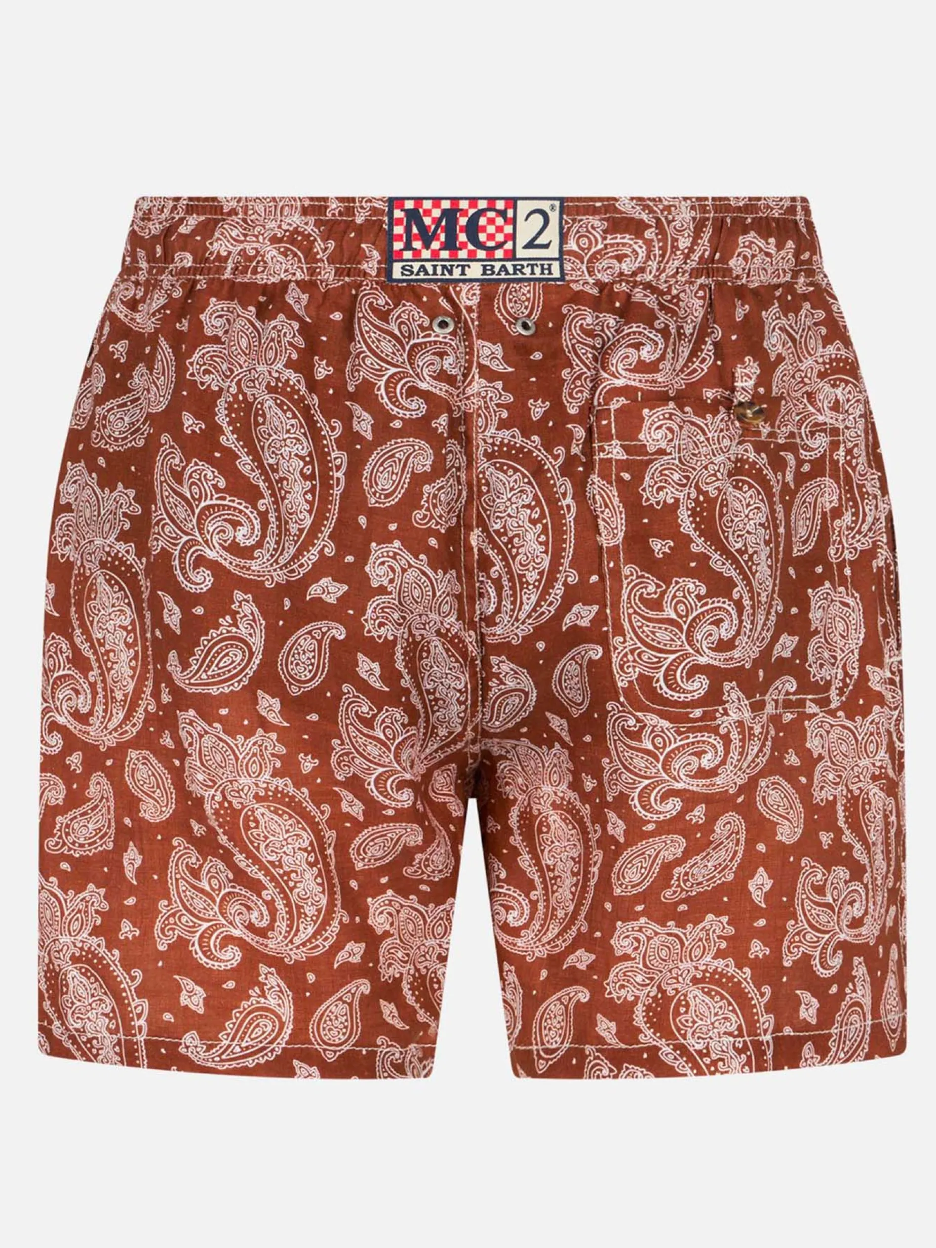 Costume da bagno da uomo in lino con stampa paisley