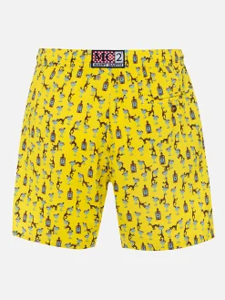 Costume da bagno da uomo in tessuto leggero Lighting Micro Fantasy con stampa gin e scimmie